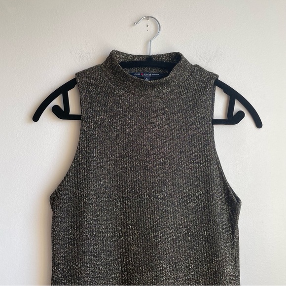 Black Midi Dress with Gold Metallic Shimmer-Size L - Picture 2 of 8